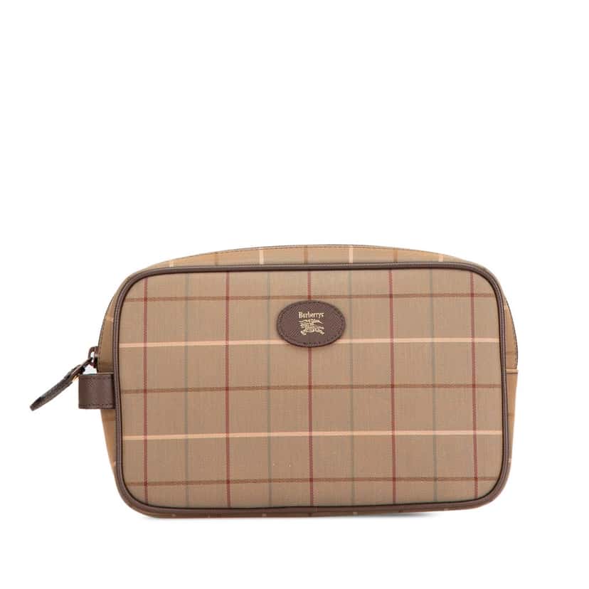 Burberry Vintage Check Canvas Clutch Brown Canvas Good condition - Front View