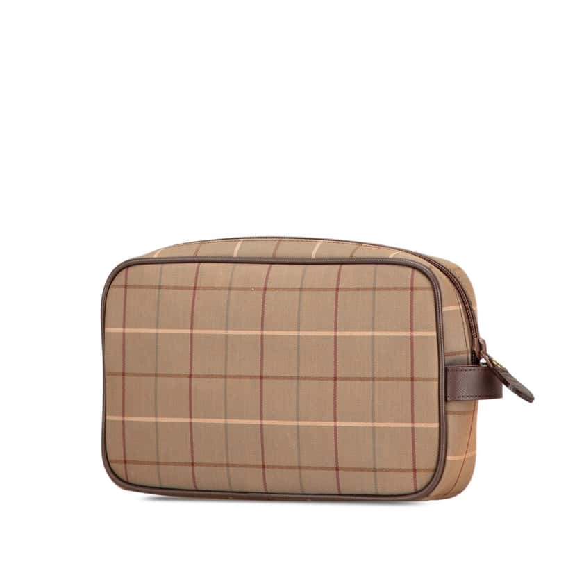 Burberry Vintage Check Canvas Clutch Brown Canvas Good condition - Back View