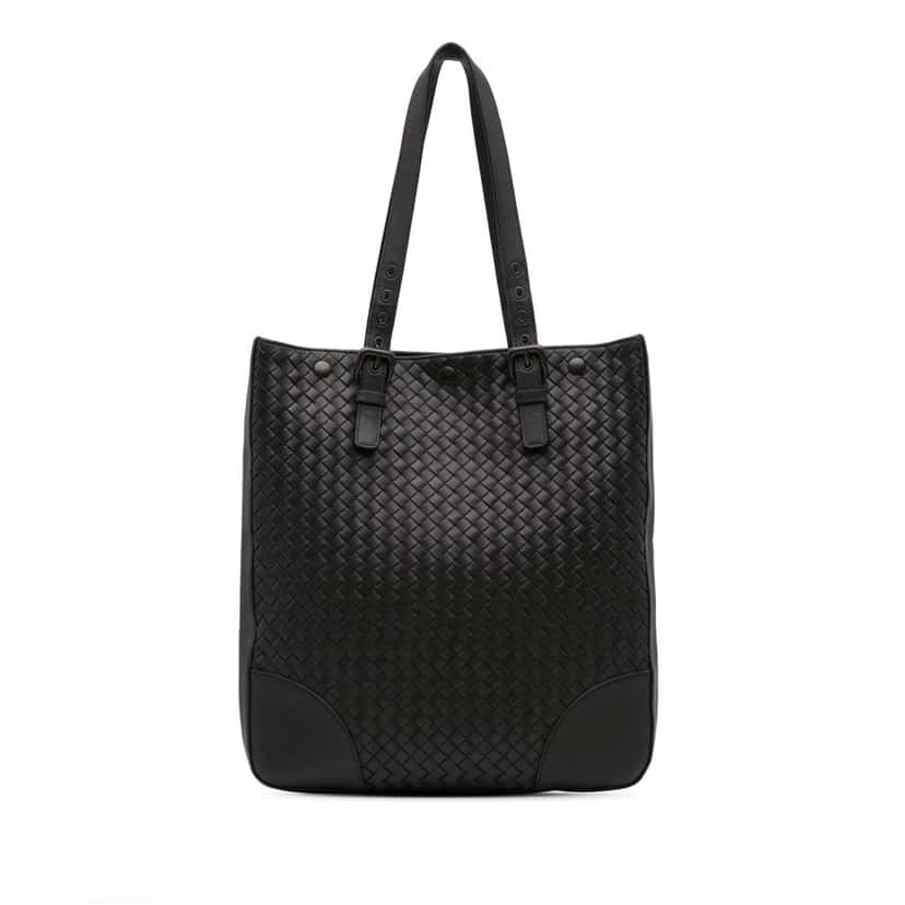 Bottega Veneta Nappa Intrecciato Tote Black Leather Good condition - Front View
