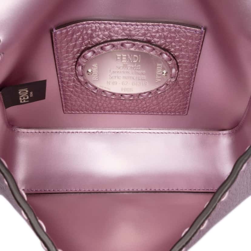 Fendi Mini Metallic Leather Baguette Satchel Pink Leather Good condition - Model View