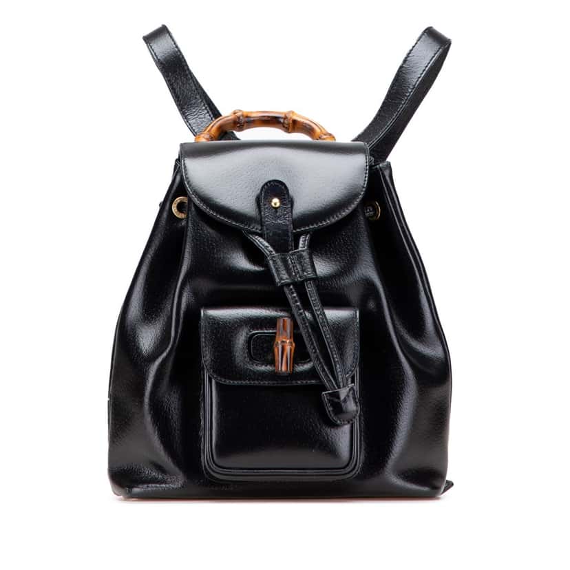 Gucci Leather Bamboo Backpack Black Leather Good condition - Front View