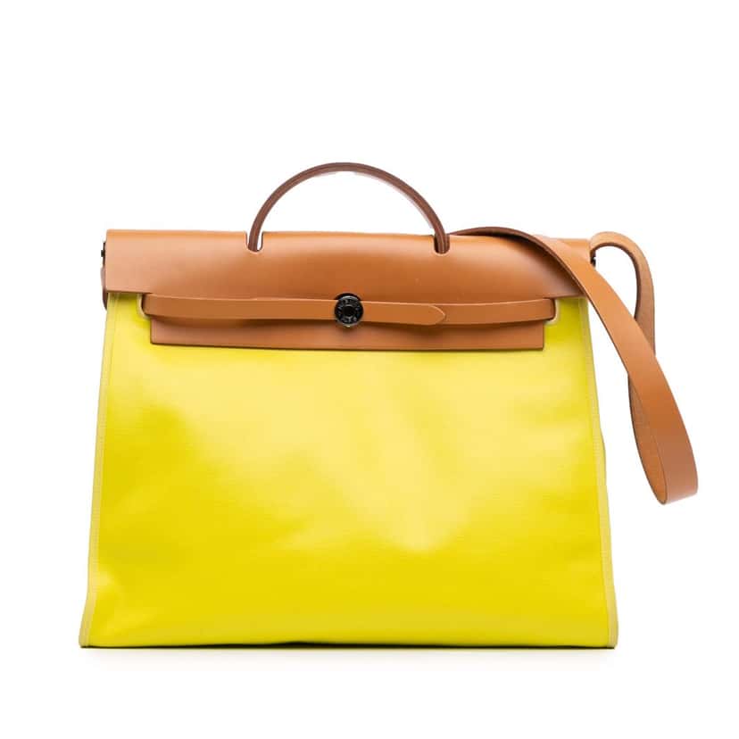 Hermès Toile H Berline Herbag Zip 39 Yellow Canvas Good condition - Front View