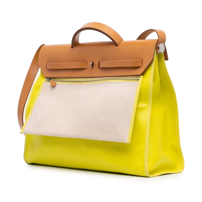 Hermès Toile H Berline Herbag Zip 39 Yellow Canvas Good condition - Back View