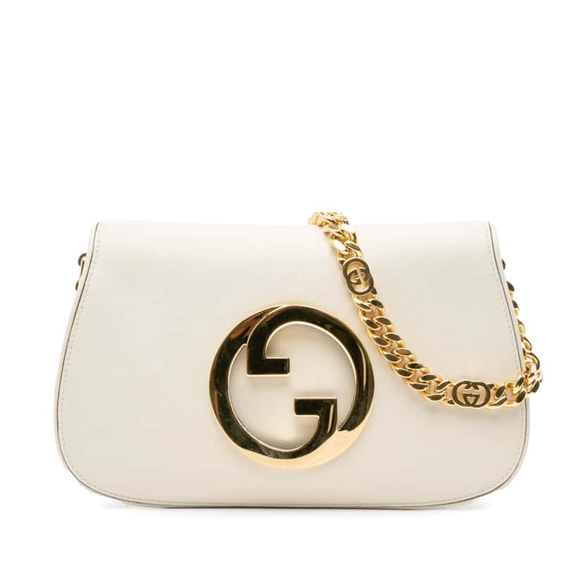 Gucci Calfskin Blondie Chain Satchel White Leather Good condition - Front View