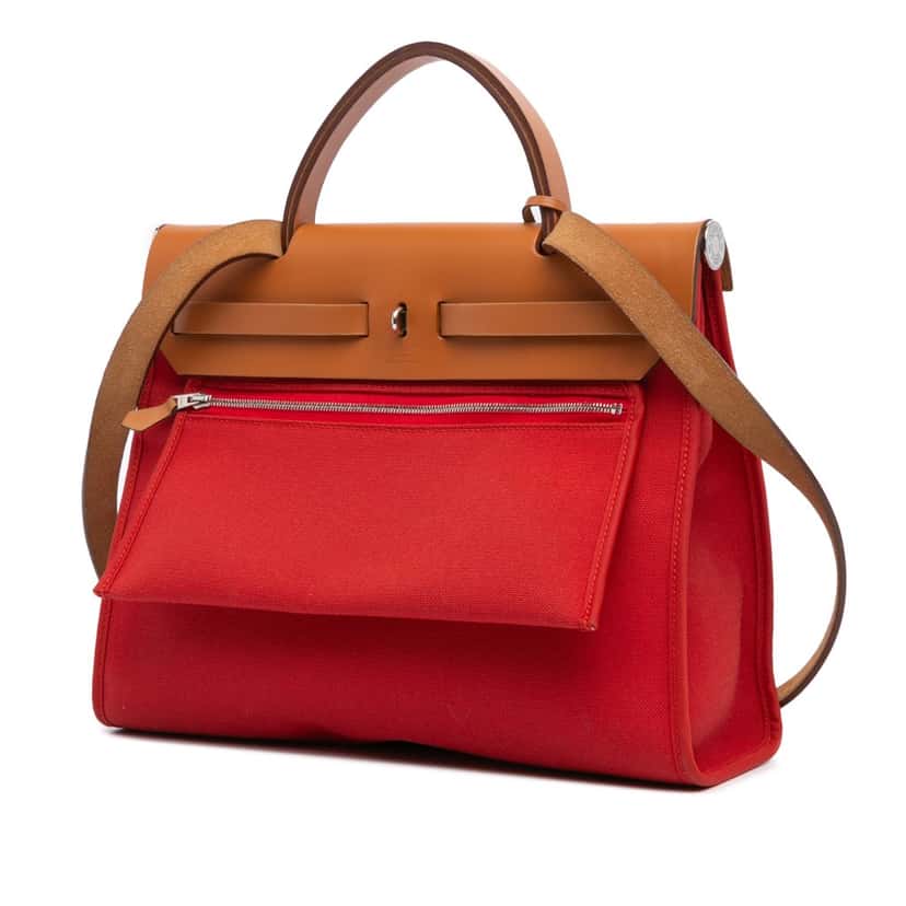 Hermès Toile Herbag Zip 31 Red Canvas Good condition - Back View