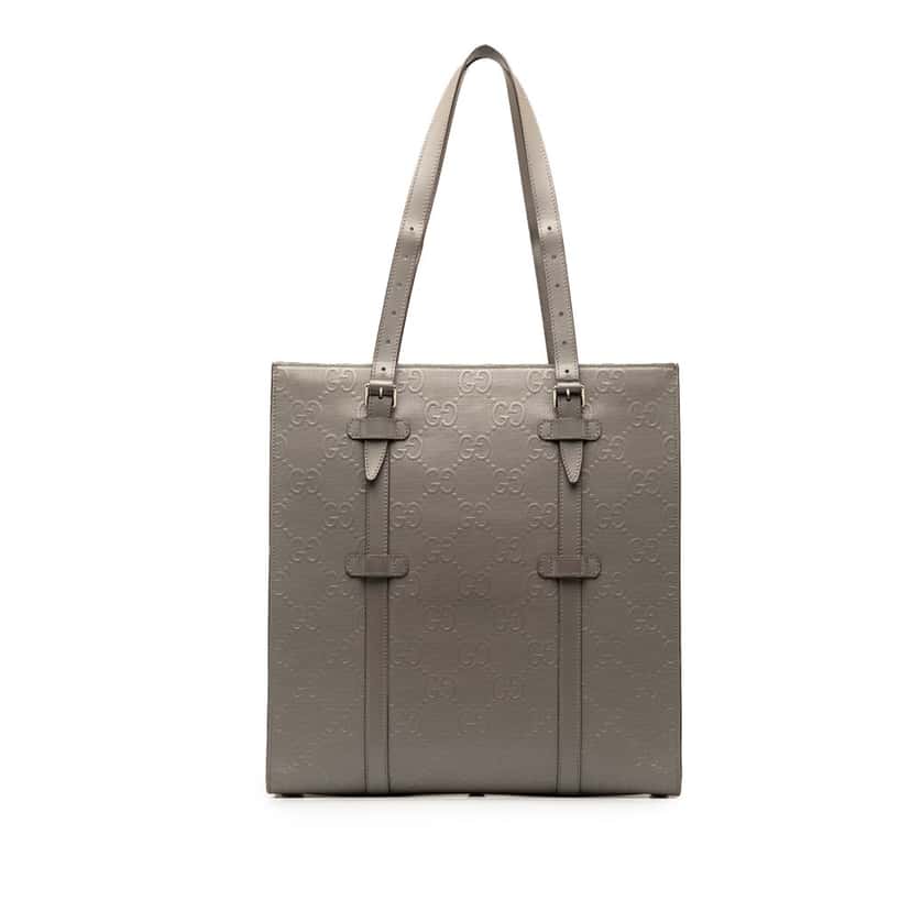 Gucci GG Embossed Leather Vertical Tote Grey Leather Very good condition - Inside View