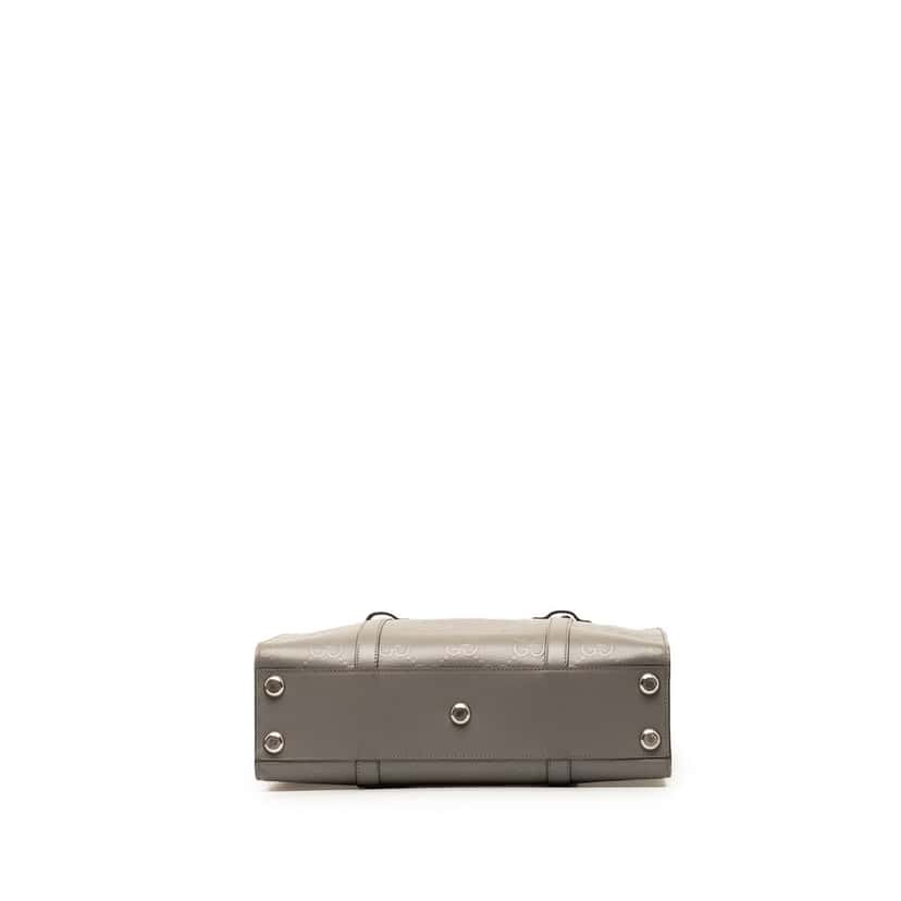 Gucci GG Embossed Leather Vertical Tote Grey Leather Very good condition - Model View