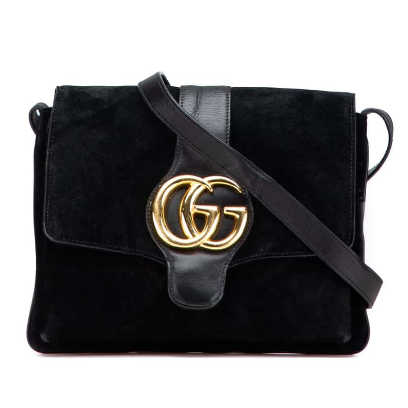 Gucci Medium Suede Arli Crossbody Black Leather Good condition - Front View
