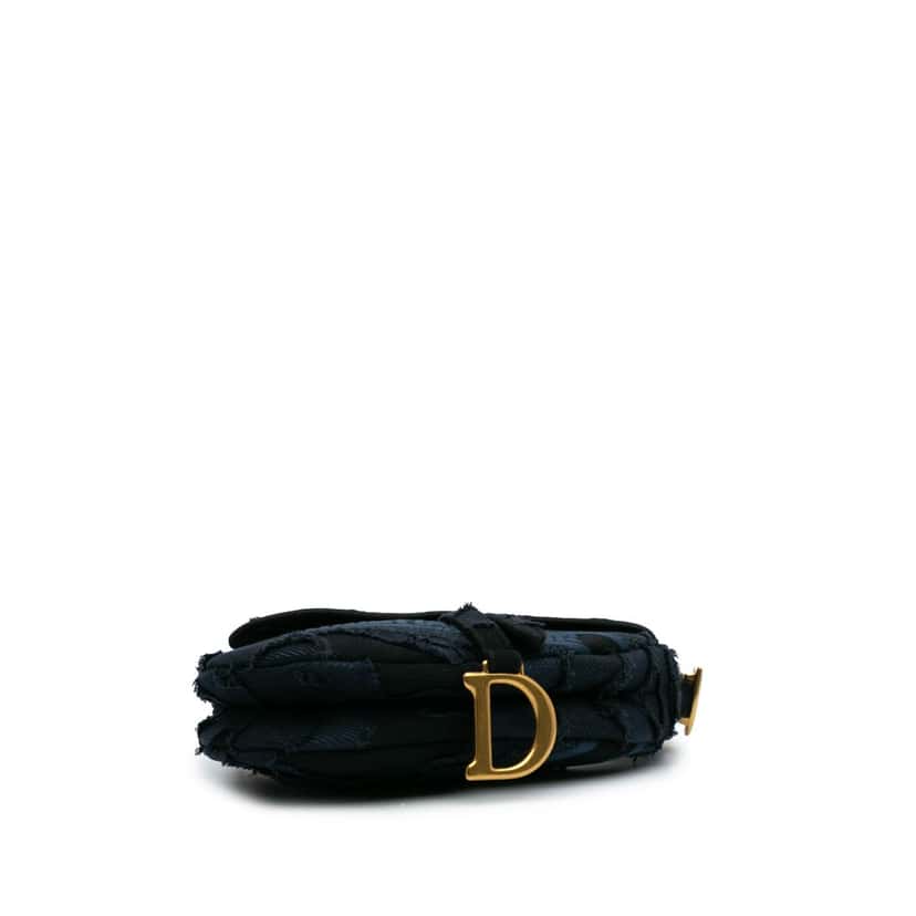 Dior Canvas Embroidered Camouflage Saddle Bag Blue Canvas Good condition - Inside View