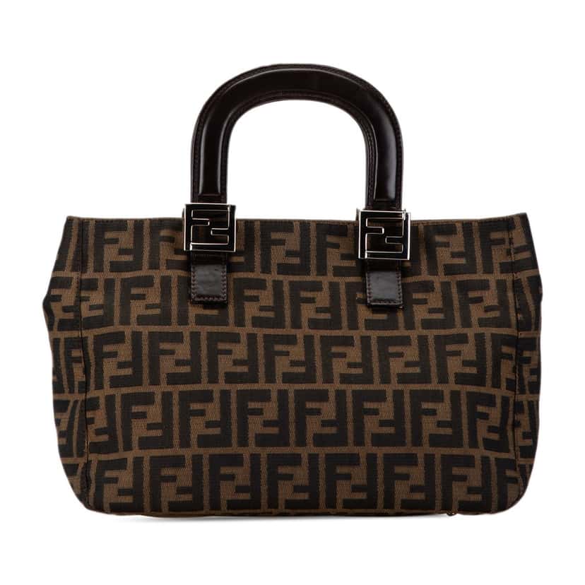 Fendi Small Zucca Canvas Twins Tote Brown Canvas Fair condition - Inside View