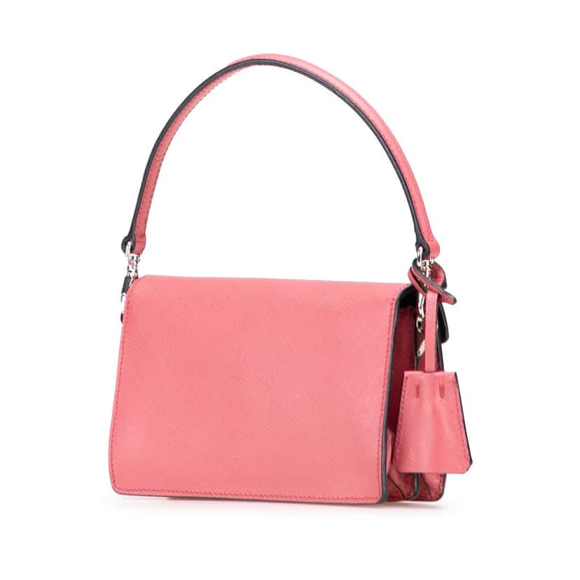 Prada Mini Saffiano Lux Sound Satchel Pink Leather Good condition - Back View