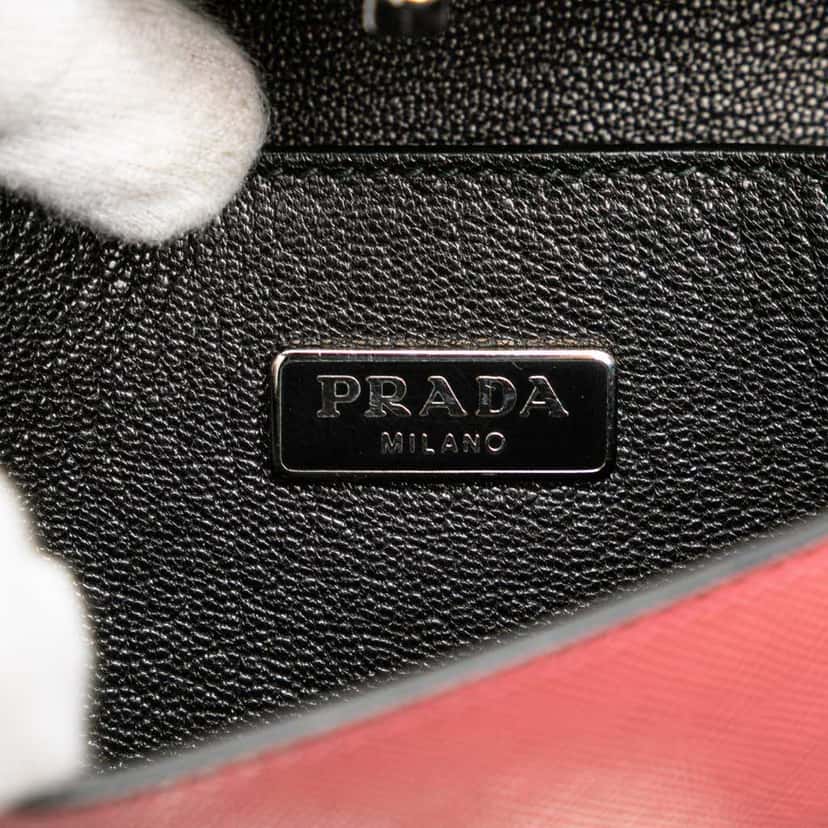 Prada Mini Saffiano Lux Sound Satchel Pink Leather Good condition - Box View