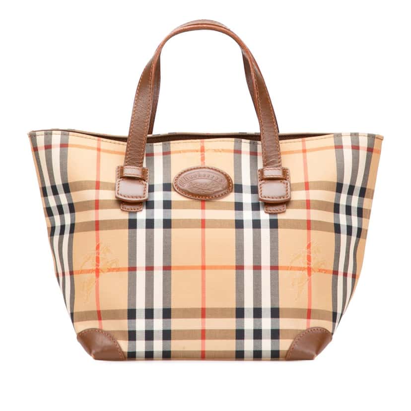 Burberry Haymarket Check Canvas Handbag Brown Canvas Good condition - Front View