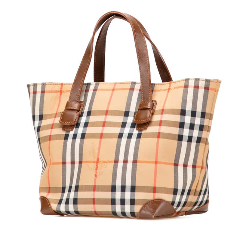 Burberry Haymarket Check Canvas Handbag Brown Canvas Good condition - Back View