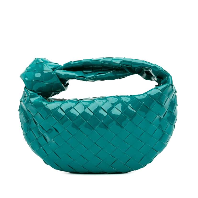 Bottega Veneta Mini Patent Intrecciato Jodie Blue Leather Good condition - Front View