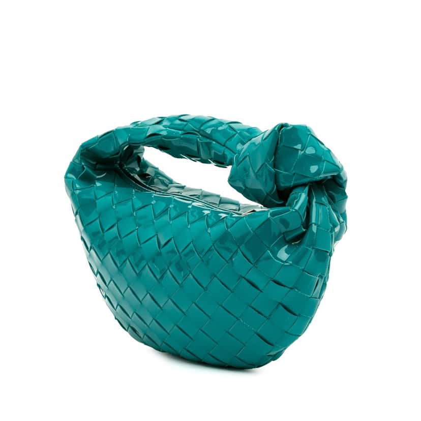 Bottega Veneta Mini Patent Intrecciato Jodie Blue Leather Good condition - Back View
