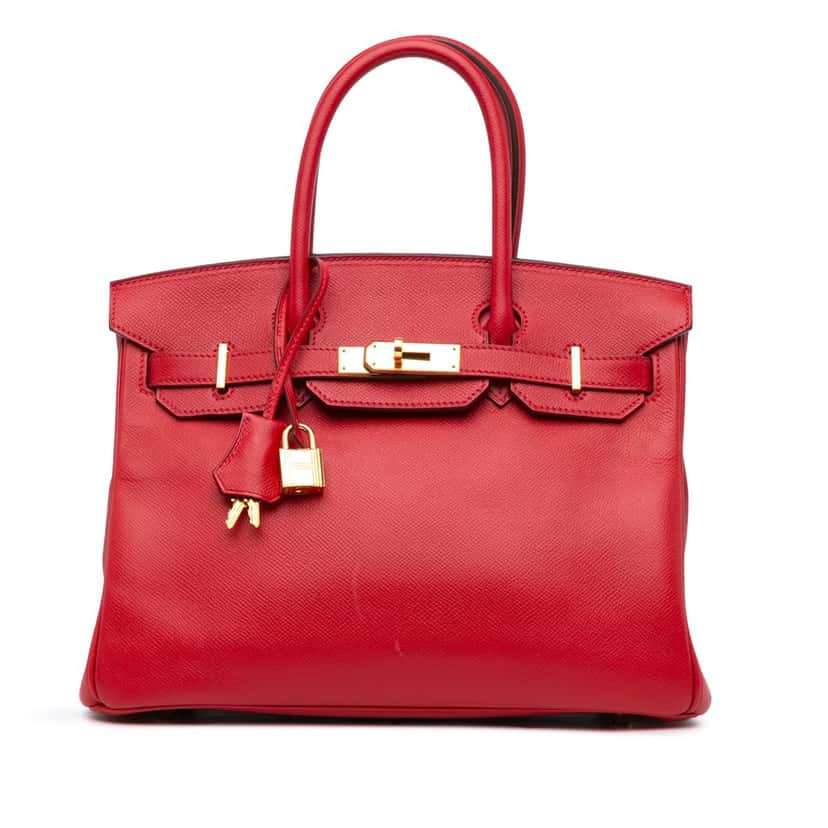 Hermès Epsom Birkin Retourne 30 Red Leather Good condition - Front View