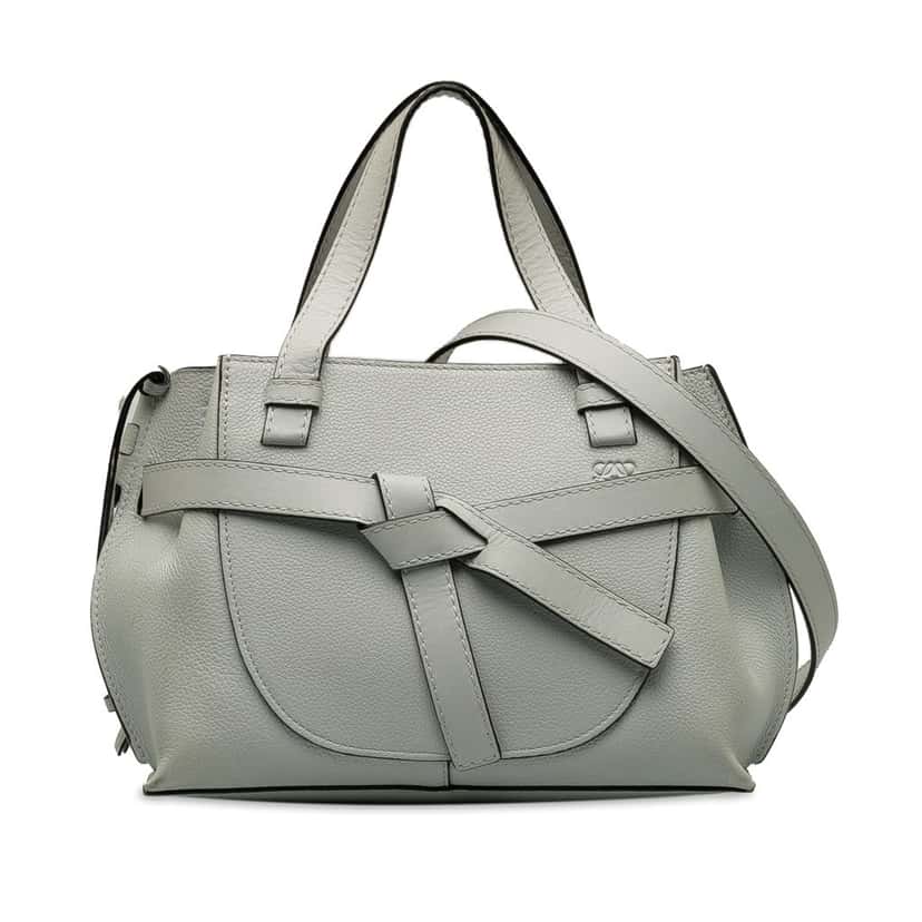 Loewe Mini Gate Top Handle Satchel Grey Leather Good condition - Front View