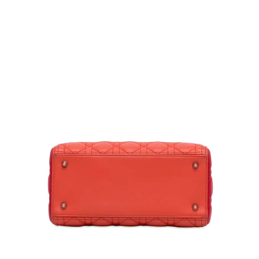 Dior Medium Bicolor Lambskin Cannage Lady Dior Orange Leather Very good condition - Box View