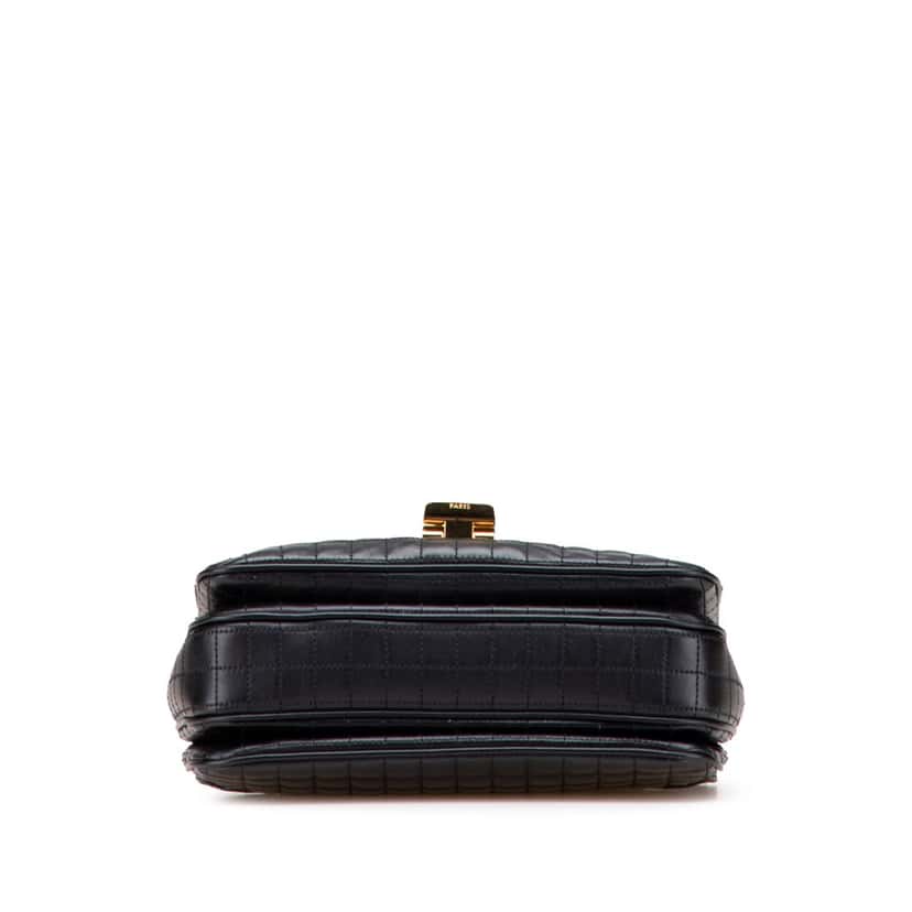 Celine Medium Quilted Calfskin C Crossbody Black Leather Good condition - Inside View