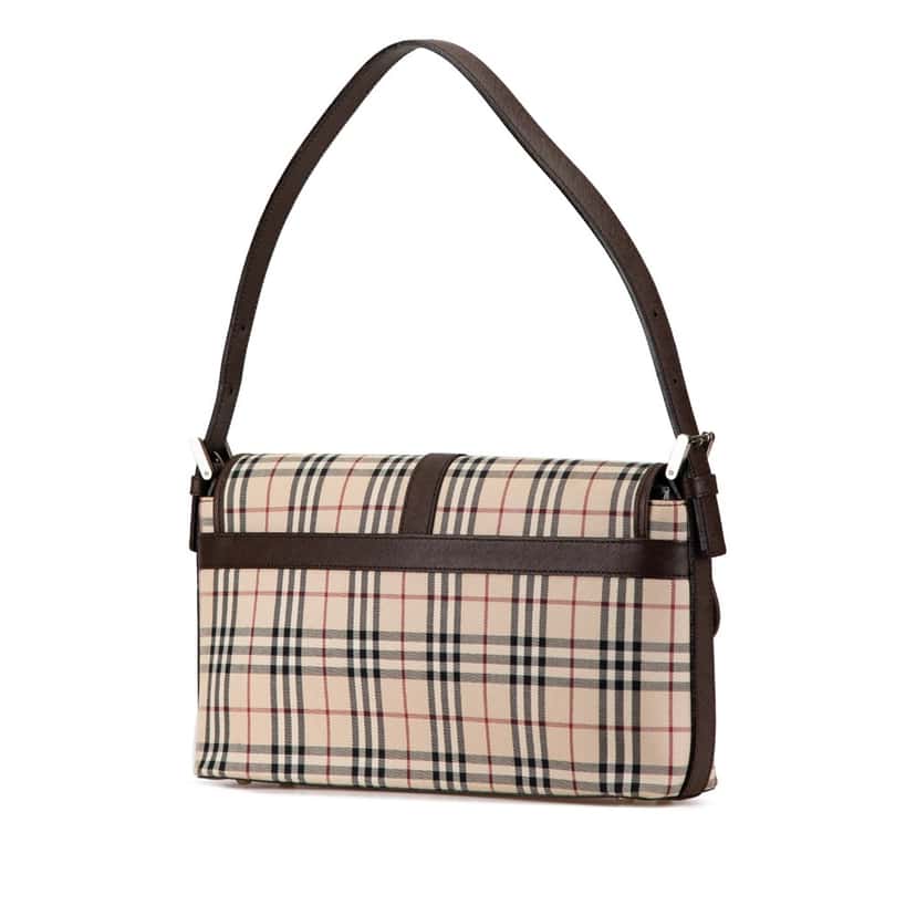 Burberry House Check Canvas Shoulder Bag Brown Canvas Good condition - Back View