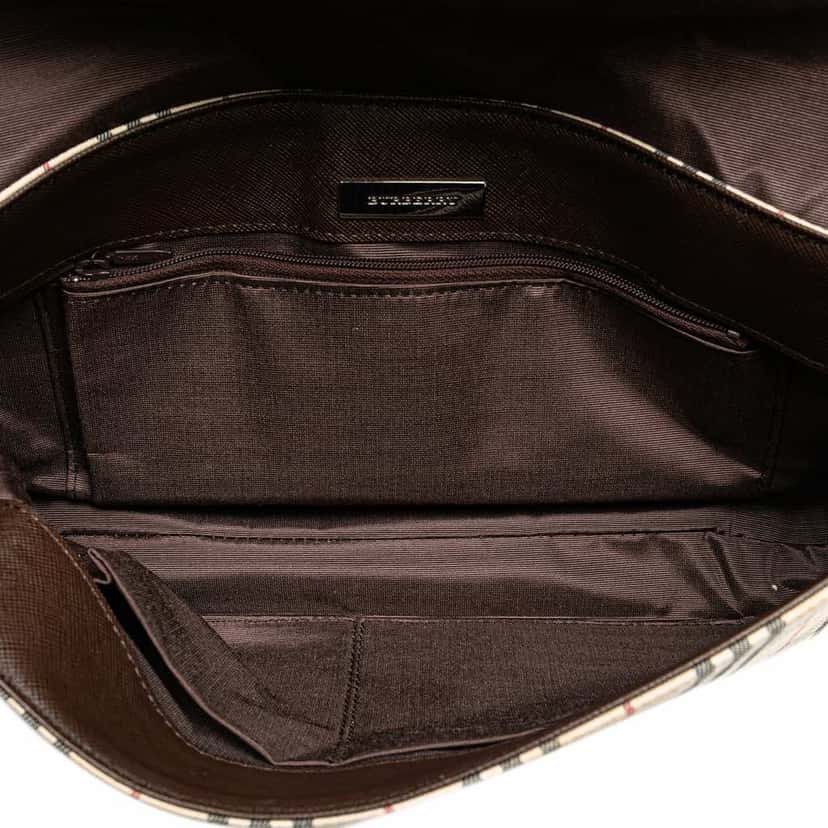 Burberry House Check Canvas Shoulder Bag Brown Canvas Good condition - Model View