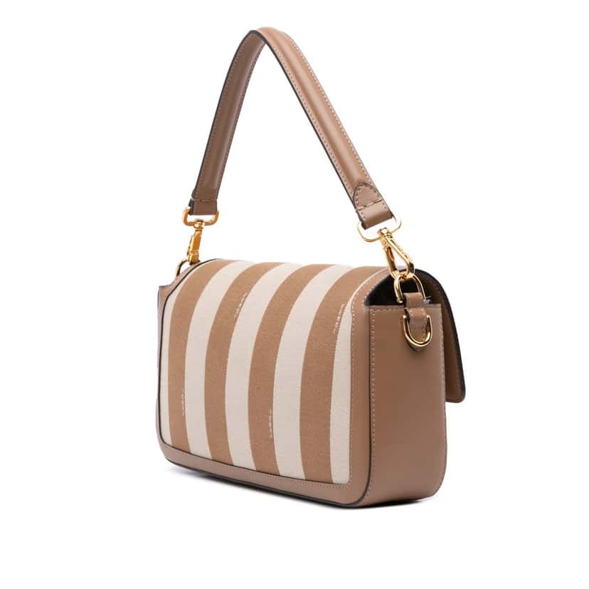 Fendi Pequin Canvas Baguette Satchel Brown Canvas Good condition - Back View