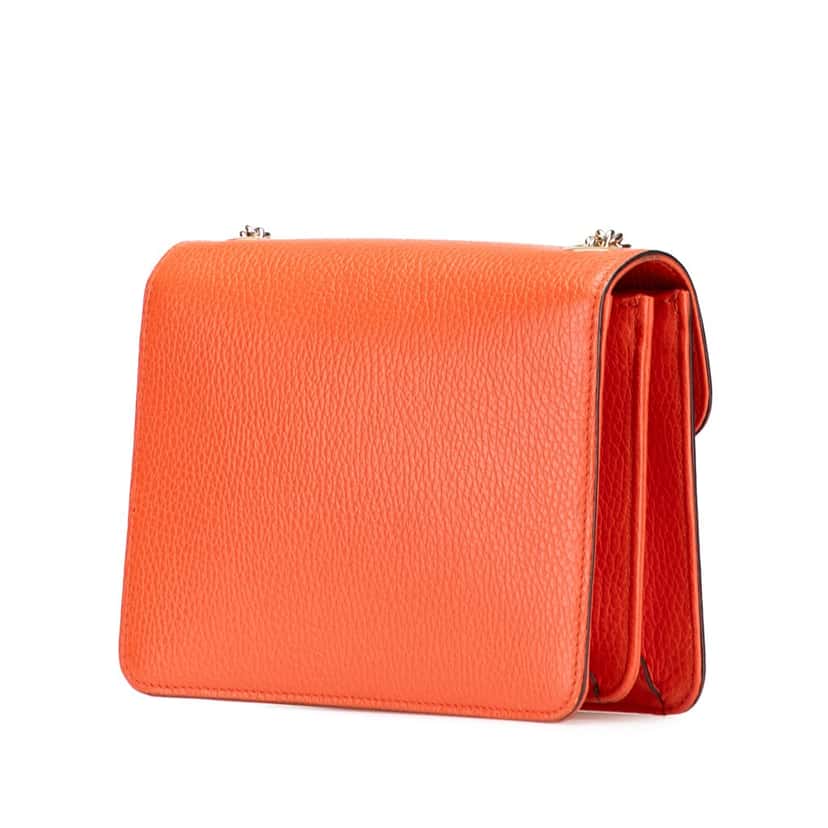 Gucci Small Dollar Calfskin Interlocking G Crossbody Orange Leather Very good condition - Back View