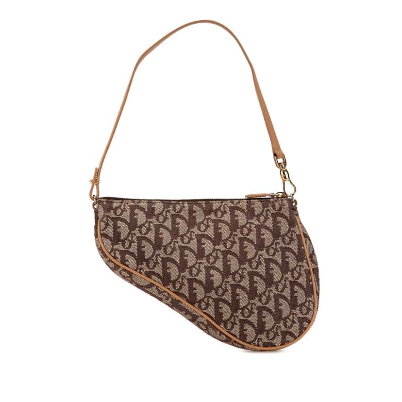 Dior Mini Diorissimo Canvas Saddle Pochette Brown Canvas Good condition - Inside View