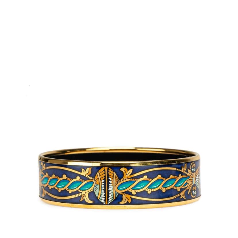 Hermès Wide Enamel Cloisonne Bangle 65 Blue Good condition - Inside View
