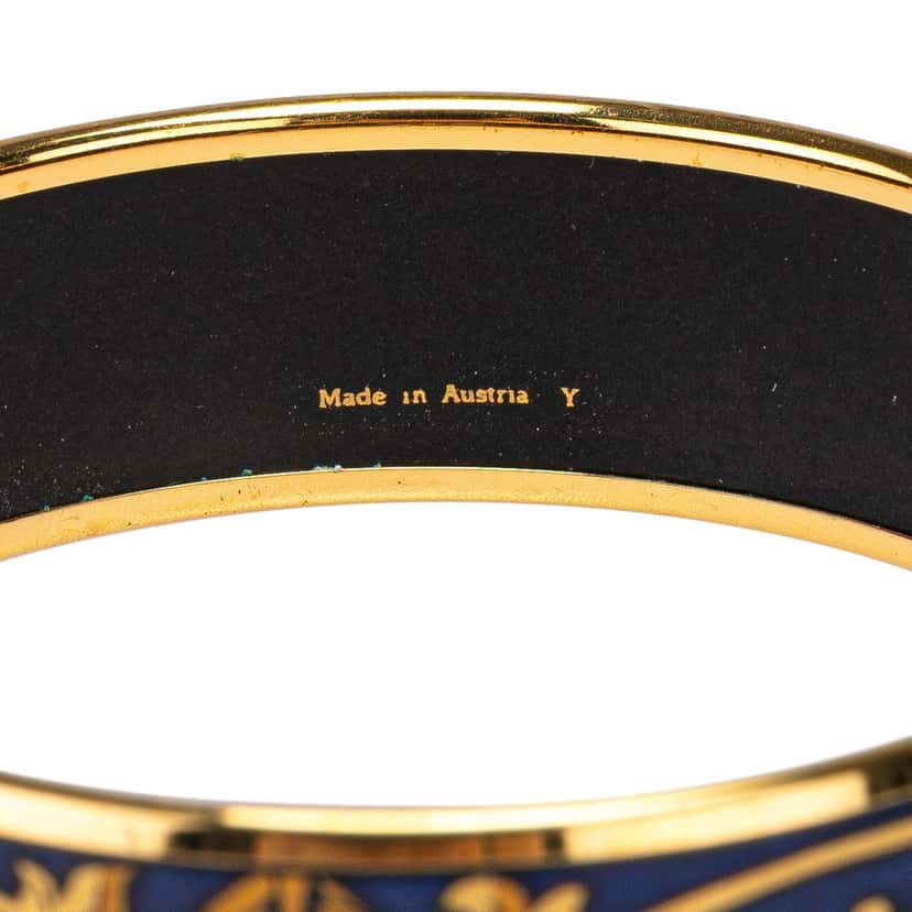 Hermès Wide Enamel Cloisonne Bangle 65 Blue Good condition - Box View