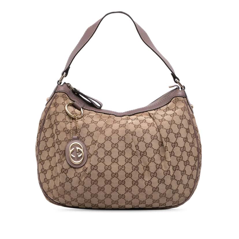 Gucci GG Canvas Sukey Shoulder Bag Brown Canvas Good condition - Front View