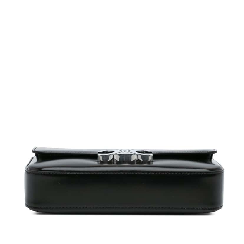 Celine Smooth Calfskin Cuir Triomphe Chain Shoulder Bag Black Leather Good condition - Inside View