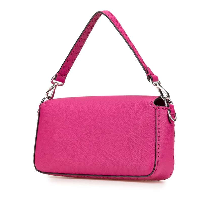Fendi Leather Selleria Baguette Satchel Pink Leather Good condition - Back View