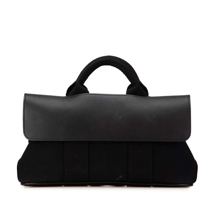 Hermès Toile and Swift Valparaiso Long PM Black Canvas Good condition - Front View