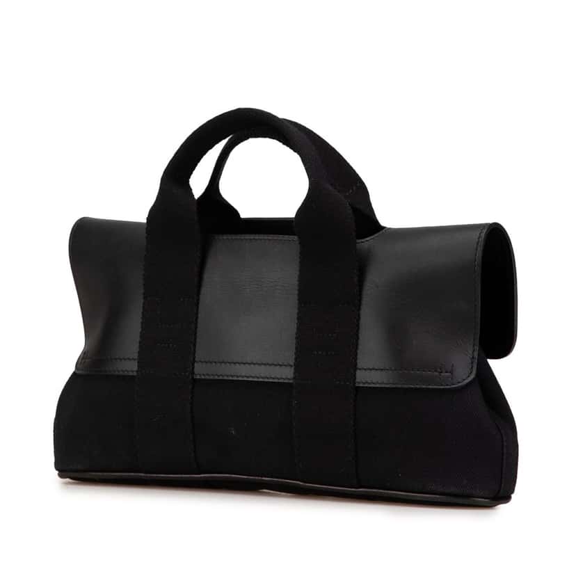 Hermès Toile and Swift Valparaiso Long PM Black Canvas Good condition - Back View