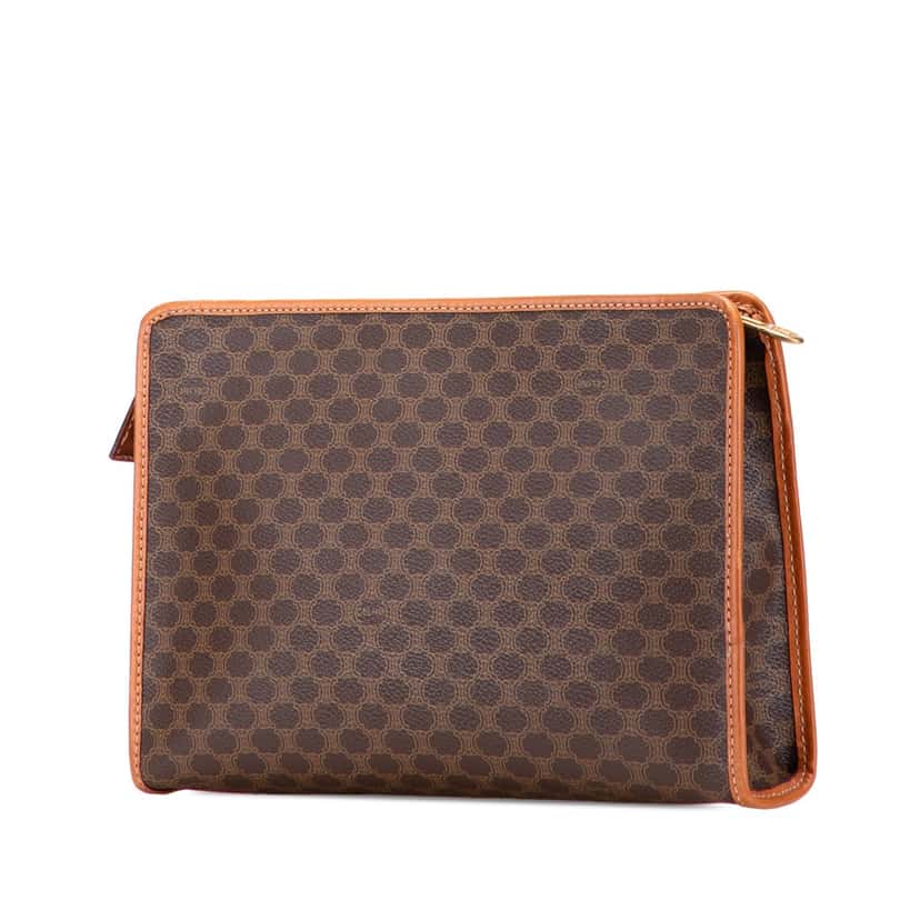 Celine Macadam Coated Canvas Clutch Brown Canvas Good condition - Back View