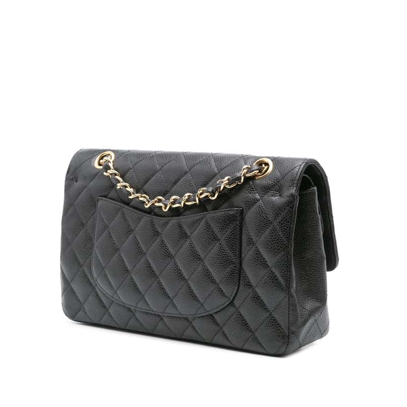 Chanel Medium Classic Caviar Double Flap Black Leather Good condition - Back View