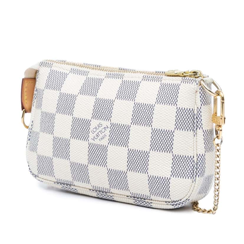 Louis Vuitton Damier Azur Mini Pochette Accessoires White Canvas Good condition - Back View