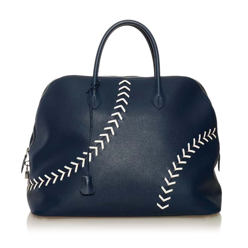 Hermès Baseball Bolide Bag Blue Leather Good condition - Front View