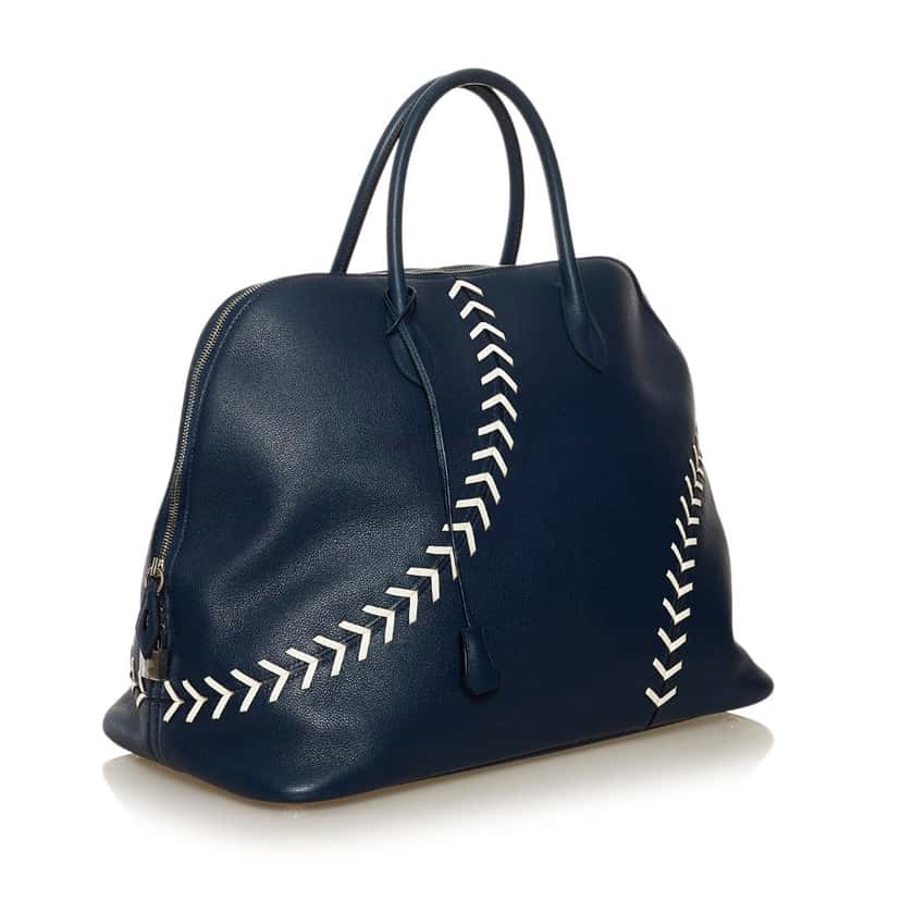 Hermès Baseball Bolide Bag Blue Leather Good condition - Back View