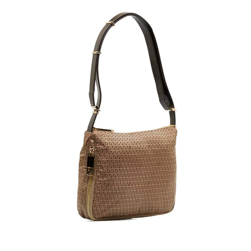 Fendi Micro Zucchino Nylon Shoulder Bag Brown Good condition - Back View