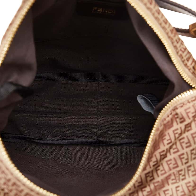Fendi Micro Zucchino Nylon Shoulder Bag Brown Good condition - Box View
