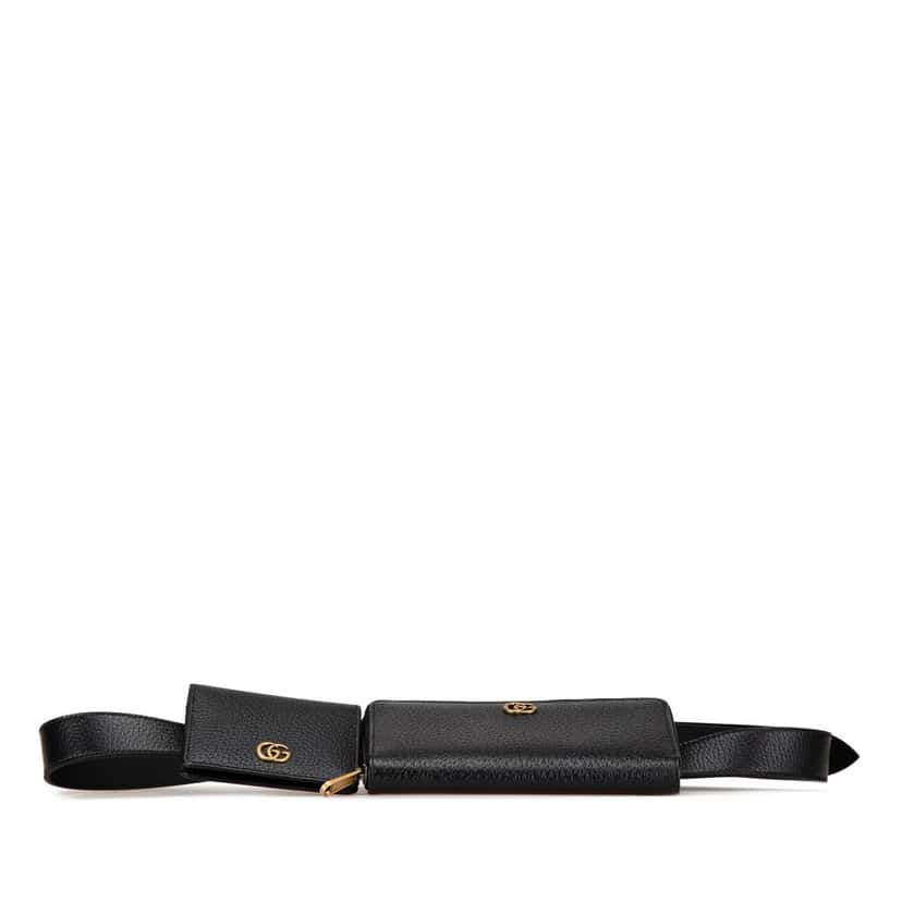 Gucci GG Marmont Leather Double Belt Bag Black Leather Good condition - Inside View