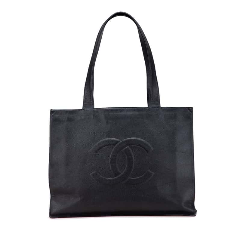 Chanel Caviar CC Tote Bag Black Leather Good condition - Front View