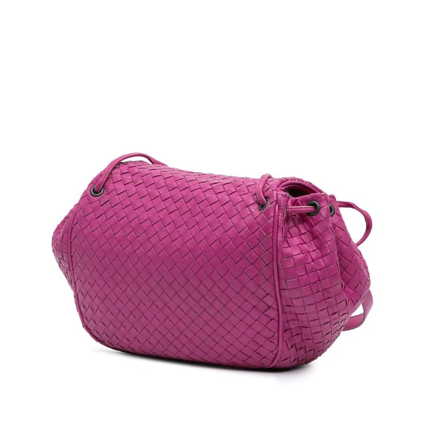 Bottega Veneta Nappa Intrecciato Flap Crossbody Purple Leather Good condition - Back View