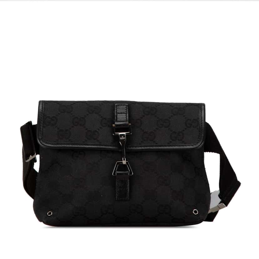 Gucci GG Canvas Jackie Belt Bag Black Canvas Good condition - Front View