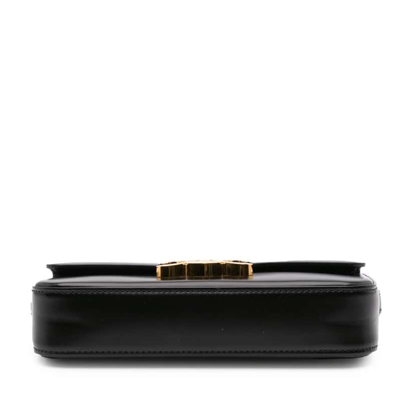 Celine Shiny Calfskin Claude Shoulder Bag Black Leather Good condition - Inside View