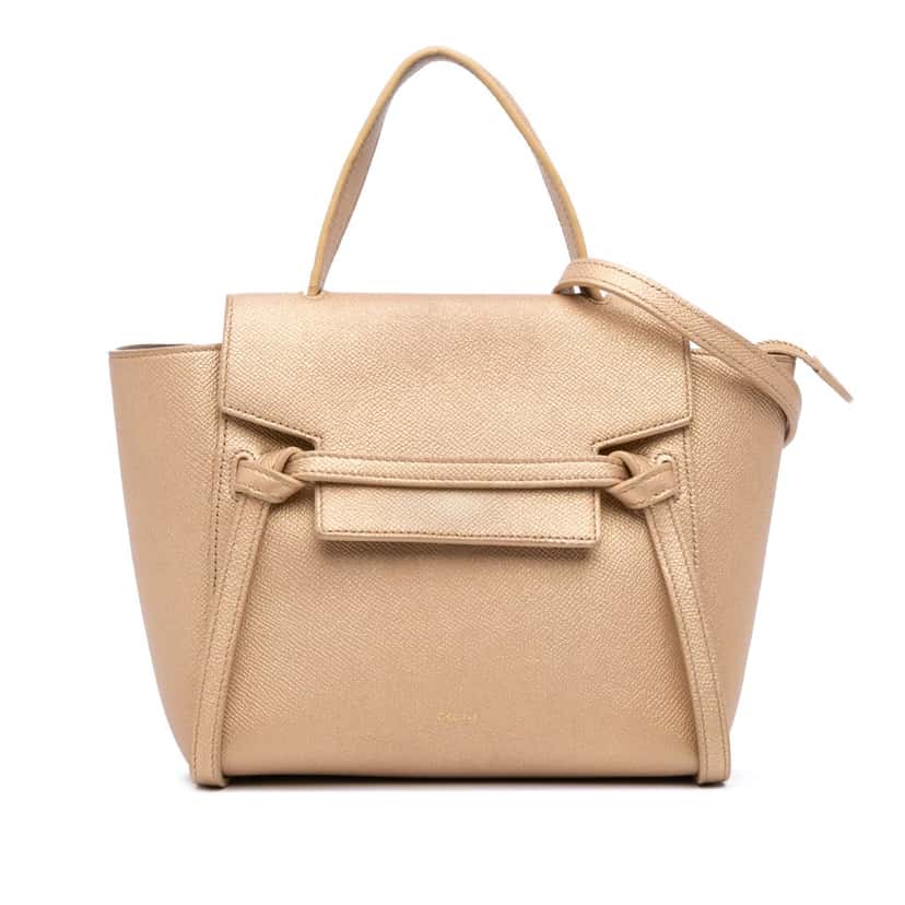Celine Nano Grained Calfskin Belt Bag Gold Leather Very good condition - Front View