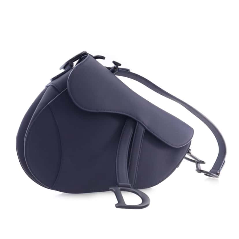 Dior Ultra Matte Calfskin Saddle Bag Blue Leather Good condition - Back View